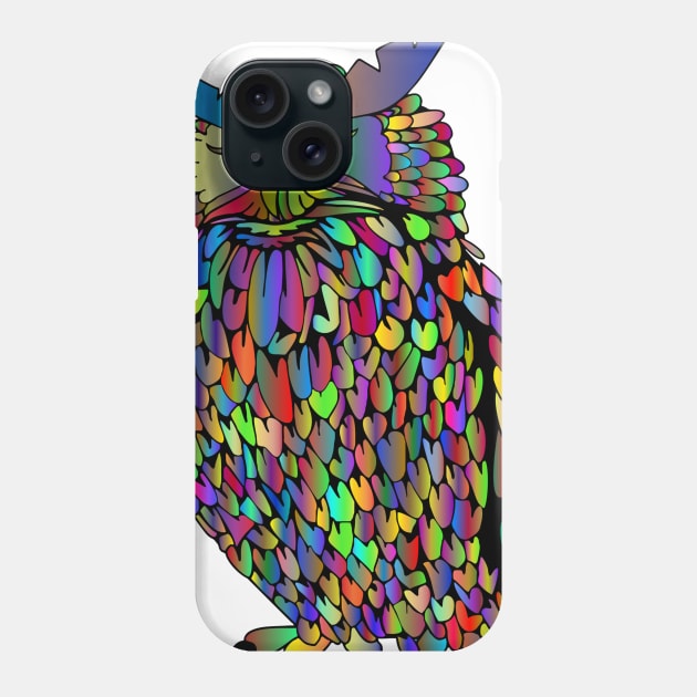 Owl Colorful Feather Phone Case by Mako Design 