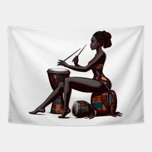 Afrocentric Woman Drum Tapestry