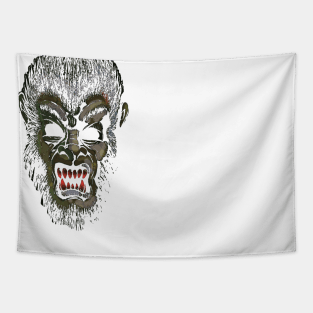 Dark-eyed Wolf Man Tapestry