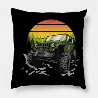 sunset vintage offroad Pillow