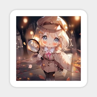 Chibi Cute Detective Girl Anime Magnet