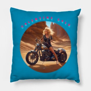 Galentines gal on a motorbike Pillow