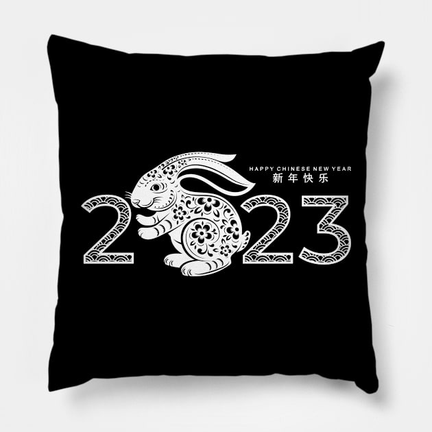 Happy chinese new year 2023 year of the rabbit zodiac Pillow by Shaniya Abernathy