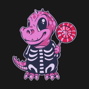 Adorable Pink T-Rex Dinosaur Holding a Popsicle! T-Shirt