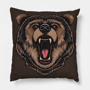 Angry Grizzly Bear Pillow