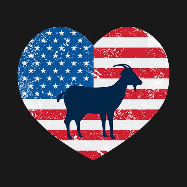 American Flag Heart Love Goat Usa Patriotic 4Th Of July by JaroszkowskaAnnass