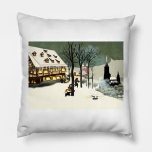 Bruegel's Schiefes Haus in Ulm mit Münsterblick Pillow