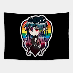 Black Heart, dripped eyes and Rainbow! Tapestry