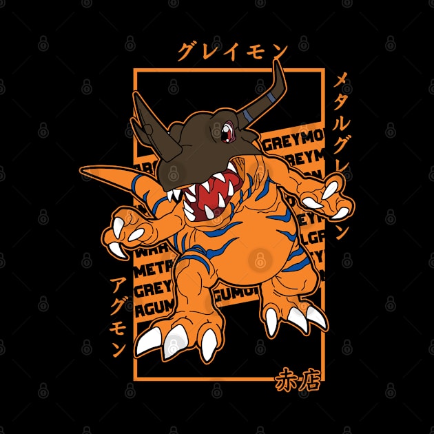 Greymon by red store