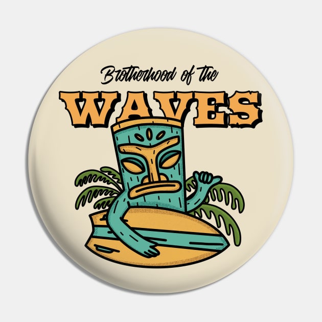 Tiki Man Tiki God Surfer Surf Surfing Waves Hawaii Hawaiian Pin by Tip Top Tee's