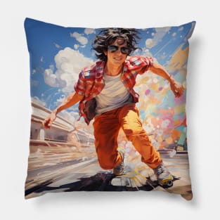 Cool Retro Rollerskater Pillow