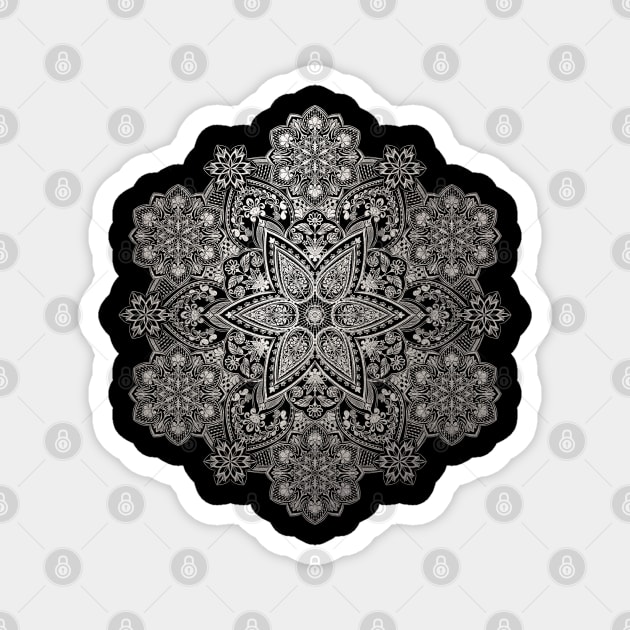 Intricate shining Silver mandala Magnet by Prita_d