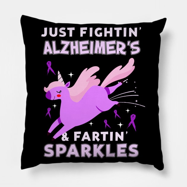 Alzheimer’s funny unicorn farting sparkles Pillow by TeesCircle
