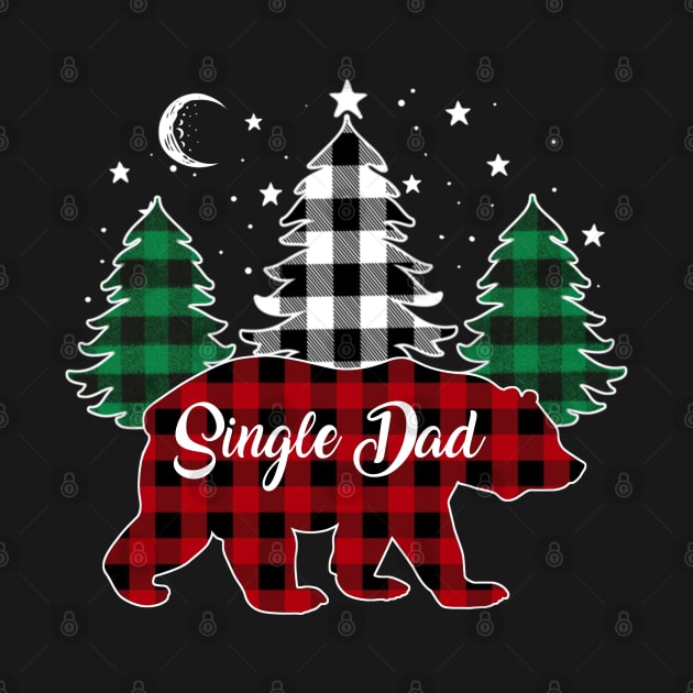 Single Dad Bear Buffalo Red Plaid Matching Family Christmas by Marang