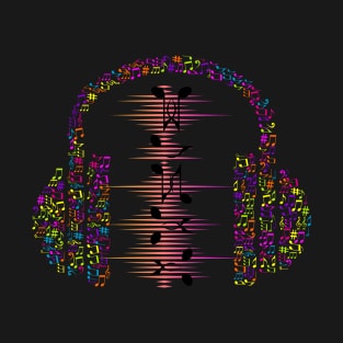 Music From Notes Headphones T-Shirt T-Shirt