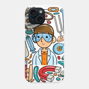 Man Scientist Kawaii Doodle Phone Case