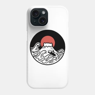 Great wave of Mount Fuji cat surfer Phone Case