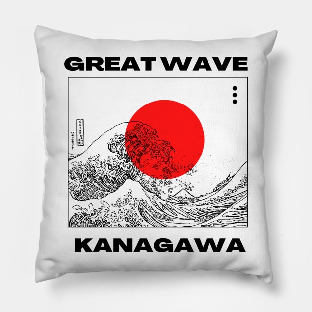 Great Wave Kanagawa Pillow by UrbanBlazeStudio