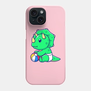 Cute Baby Triceratops Playing Ball Cartoon Phone Case