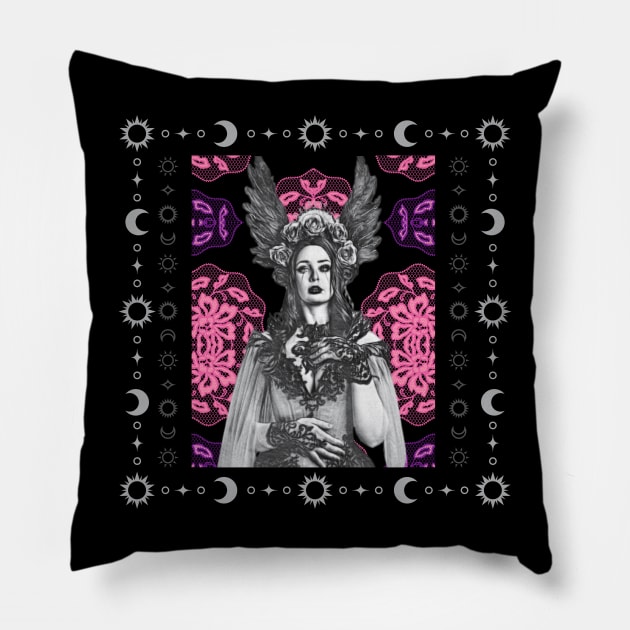 Whimsigoth Queen Pink Lace Pillow by TopKnotDesign