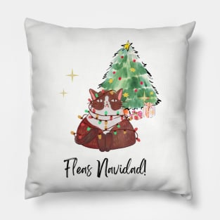 Fleas Navidad! (Feliz Navidad) Merry Christmas Festive Cat Pillow