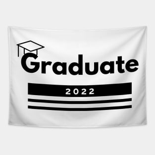 Graduate 2022. Simple Typography Black Graduation 2022 Design With Graduation Cap. Tapestry