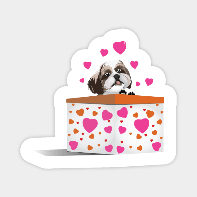 Puppy Shih Tzu Valentine Magnet by Kanom-Tom
