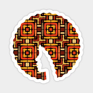 Afro Hair Woman with African Pattern, Black History Magnet