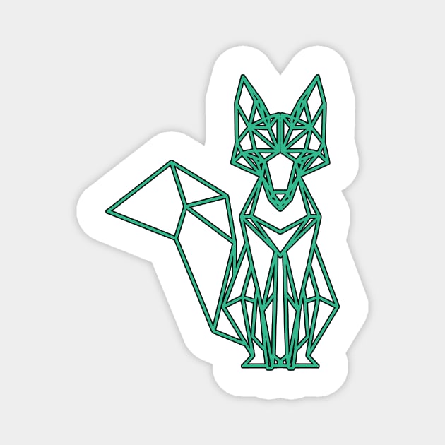 Green Geometric Fox Design Magnet by StylishTayla