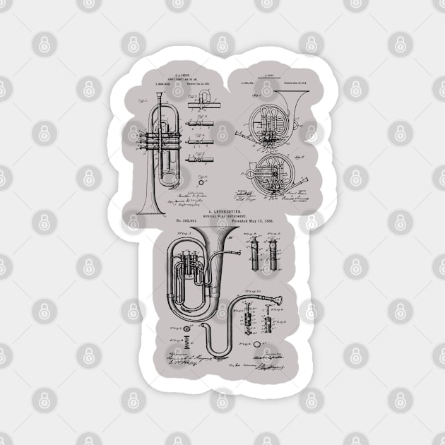 Classical Musician Brass Instruments Patents Magnet by MadebyDesign