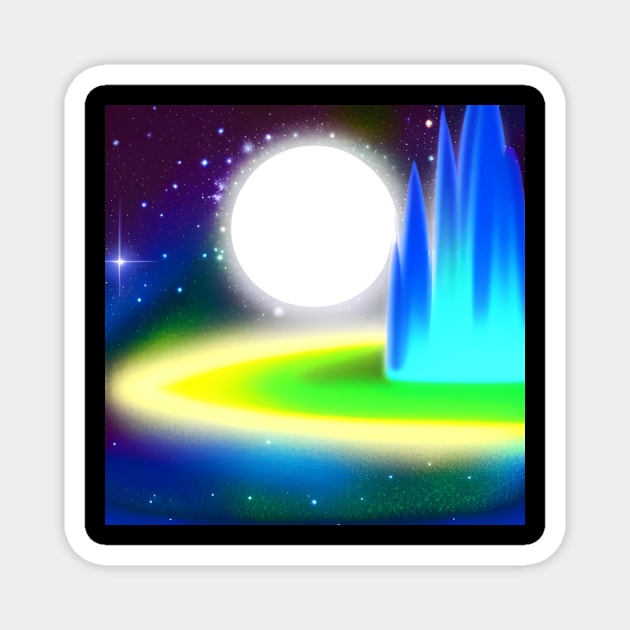 Moonlight Flight Along Galaxies Edge | AI Generated Design by @remlorart Magnet by Remlor