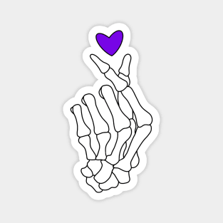 Purple Heart Finger Heart Skeleton Hand Magnet