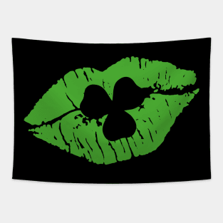 Irish Kiss Shamrock Clover Lips Lipstick St Patricks Day Tapestry