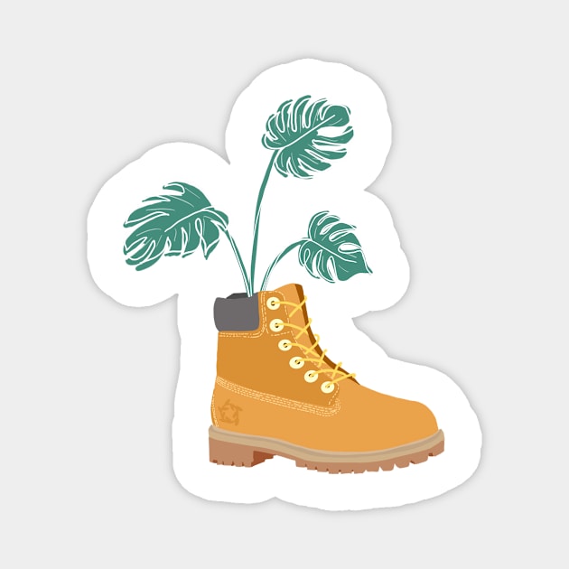 Plant boot monstera Magnet by jrepkin