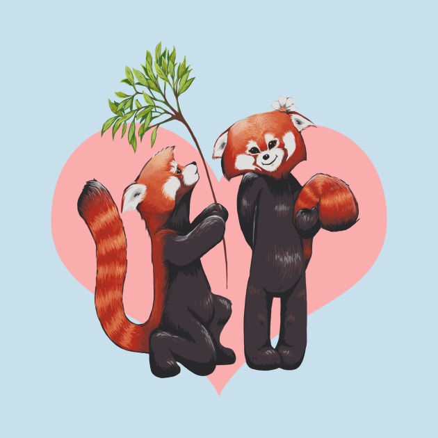 red pandas in love by KlavaTvirusova