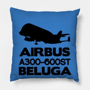 Airbus A300-600ST Beluga Silhouette Print (Black) Pillow