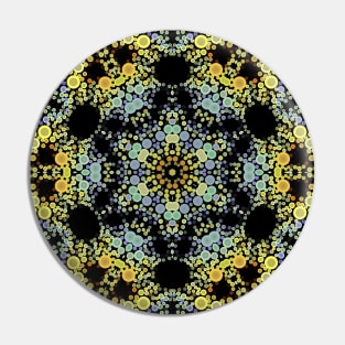 Dot Mandala Flower Yellow Blue and Grey Pin