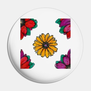 Colorful Flowers Drawing Pin