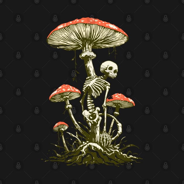 Retro Botany mushroom skeleton by TomFrontierArt