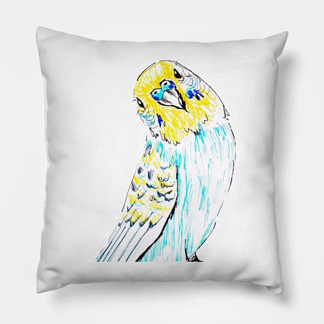 Budgie in Love Pillow by drknice