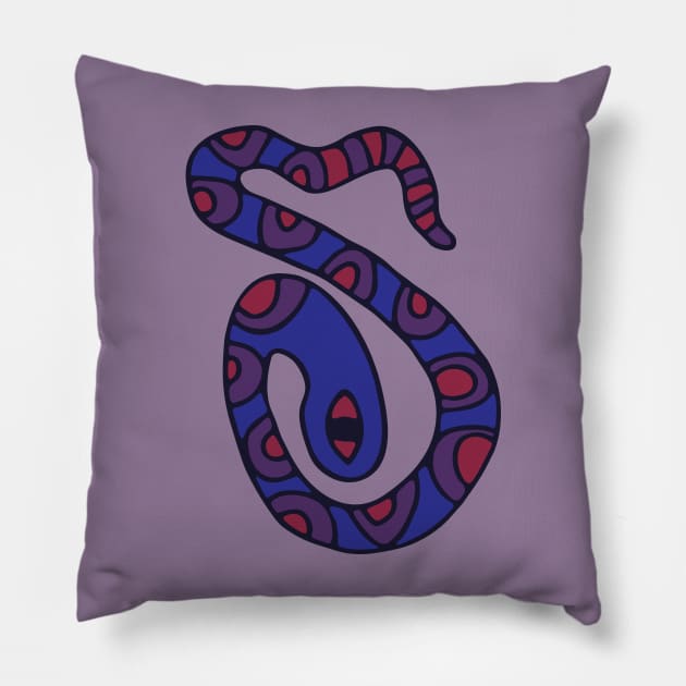 MYSTERIOUS SNAKE Spotted Purple Blue Red Reptile from my Cabinet of Curiosities - UnBlink Studio by Jackie Tahara Pillow by UnBlink Studio by Jackie Tahara