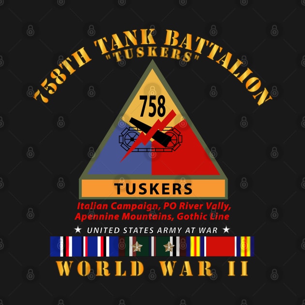758th Tank Battalion - Tuskers w SSI Name Tape WWII  EU SVC by twix123844