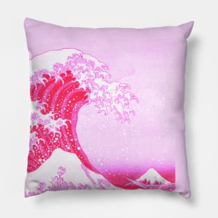 Kanagawa Japanese Art The Great Wave Pastel Pink Purple Pillow