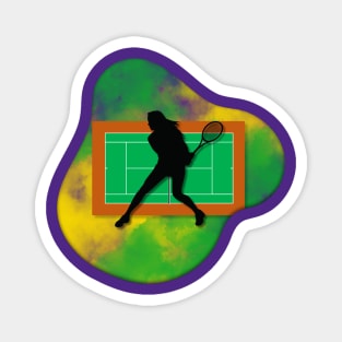 Tennis Player with Tennis Court Background and Wimbledon Colours 1 Magnet