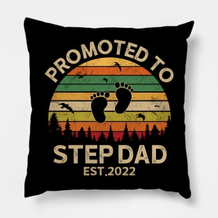 Promoted To Step-Dad Est 2022 Pregnancy Announcement Vintage Pillow