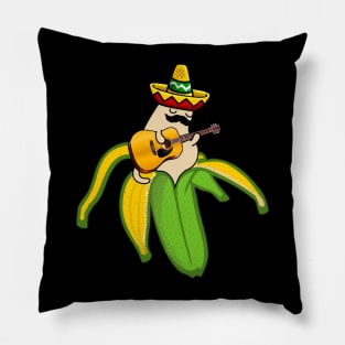 Mexican Guitar Banana Cat Sombrero Pillow