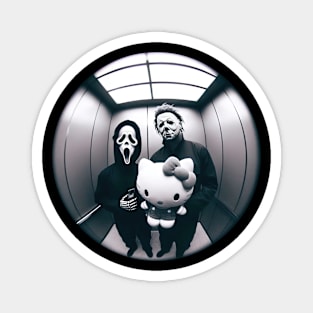 Michael Ghostface With Cute Cat Magnet