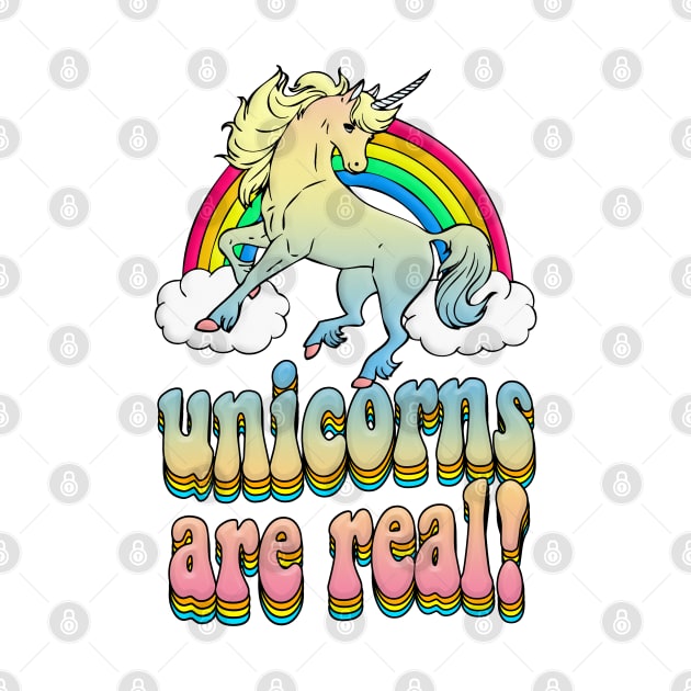 Unicorns Are Real! Rainbow Graphic Design Logo T-Shirt by DankFutura