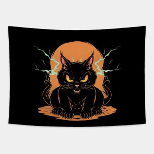 Electric shock black cat Tapestry