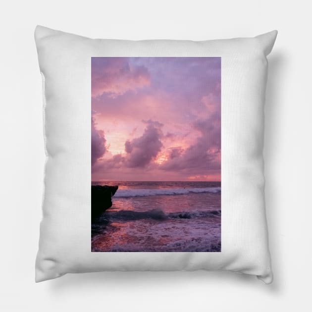 Reflections of Pink: A Sky and Sea in Harmony Pillow by aestheticand